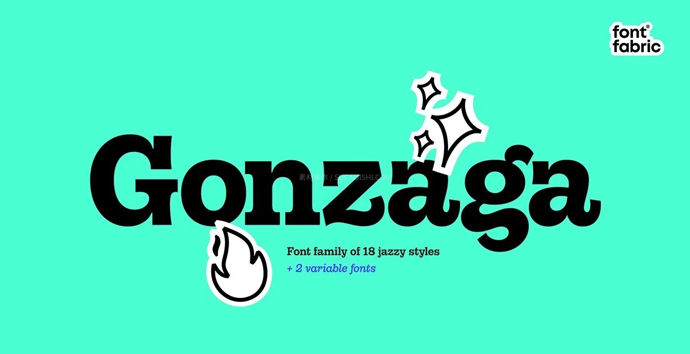 Gonzaga 现代粗衬线字体家族 (18种爵士风格+2种可变)